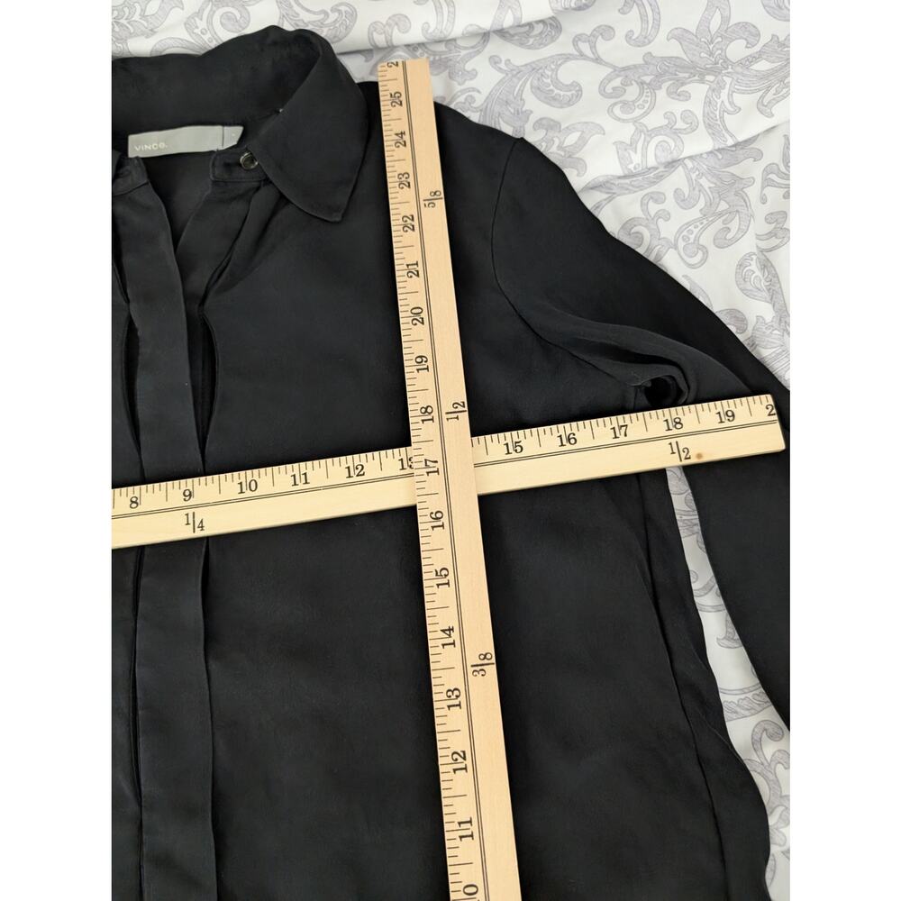 vince black silk button down blouse size 2 - Picture 3 of 8